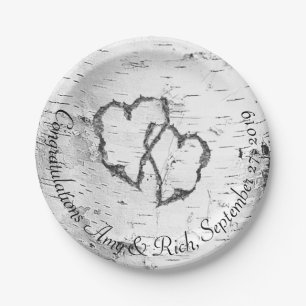 Assiettes En Carton Plaques Wedding showers White Birch Hearts