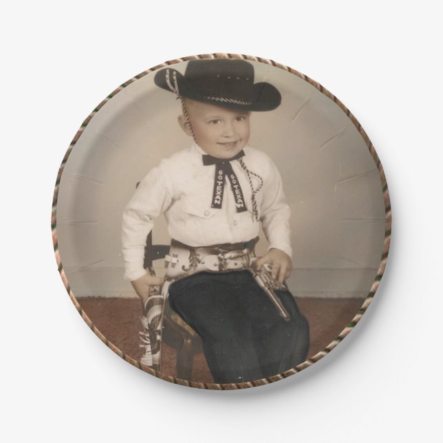 Assiettes En Carton Plaques Western Vintage Cowboy (Devant)