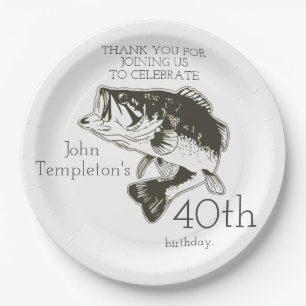 Assiettes En Carton Plat d'âge d'anniversaire de pêche au bar