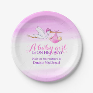 Assiettes En Carton Plat d'art de bébé de la livraison de cigogne de