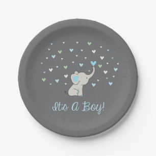 Assiettes En Carton Plat de baby shower d'éléphant, c'est un plat de