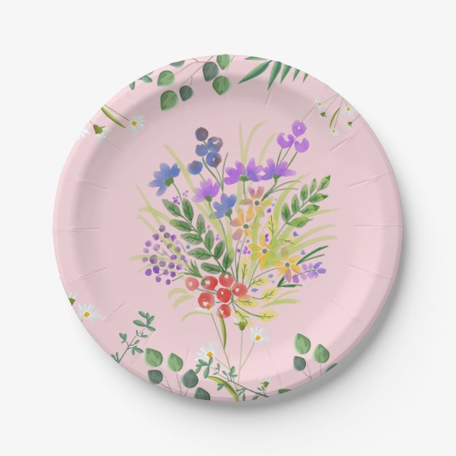 Assiettes En Carton Plat de fleurs (Devant)