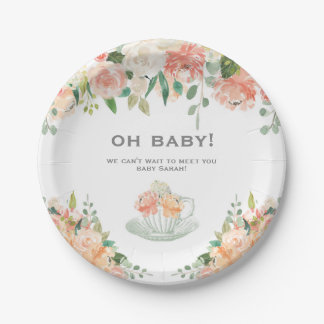 Assiettes En Carton Plat floral de thé de baby shower vintage de tasse