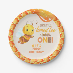 Assiettes En Carton Plate d'anniversaire de la première abeille - Pers
