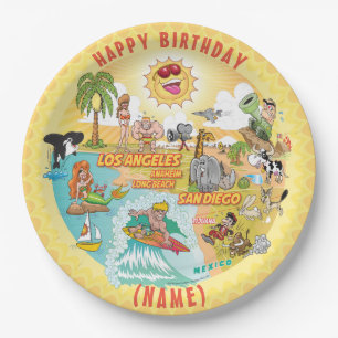 Assiettes En Carton Plate d'anniversaire Sunny California Beach