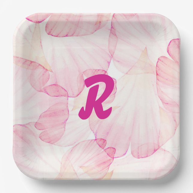 Assiettes En Carton Plate de la fille de fleur rose (Recto)