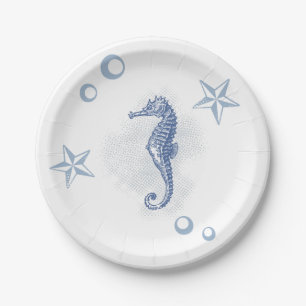 Assiettes En Carton Plate de papier rond 7" Sehorse Ocean Beach Water