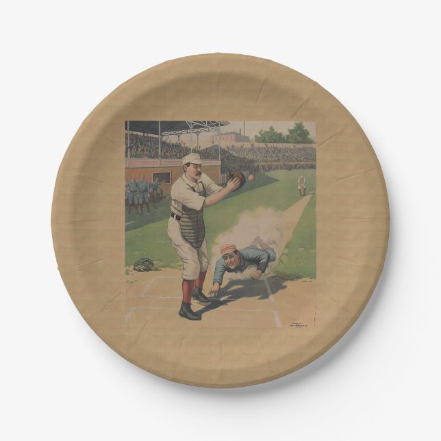 Assiettes En Carton Plate-forme en papier de l'affiche de baseball (Devant)