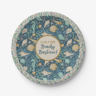 Assiettes En Carton Plate-forme en papier rond à thème de plage 7 pouc
