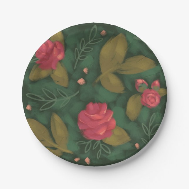Assiettes En Carton Plate-forme verte et rose (Devant)