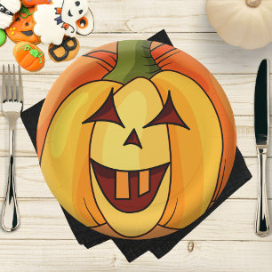 Assiettes En Carton Plate papier Citrouille sculpté de l'Halloween par