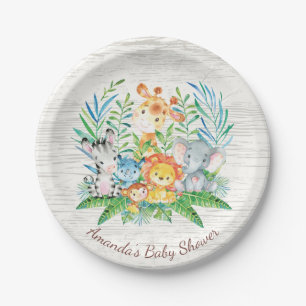 Assiettes En Carton Plate Safari Jungle Baby shower 7"