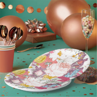 Assiettes En Carton plate with flowering
