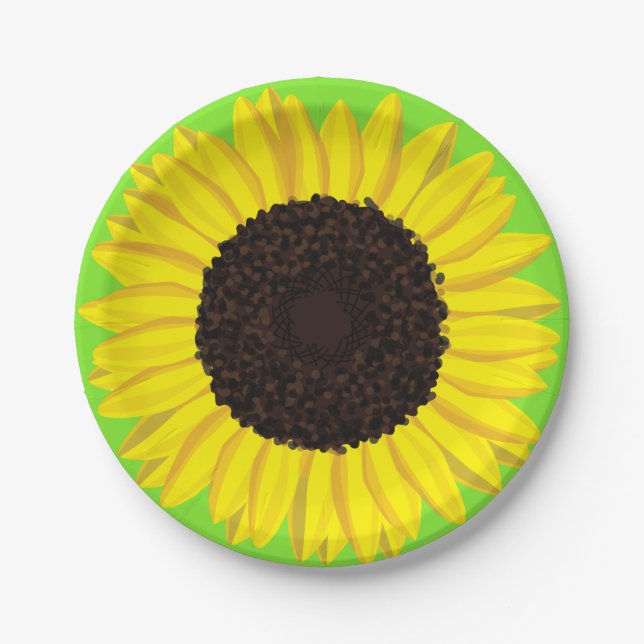 Assiettes En Carton Plates d'anniversaire de Sunflower Cute (Devant)