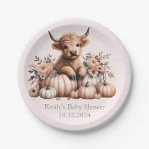 Assiettes En Carton Plates de Baby shower de vache Highland Rose