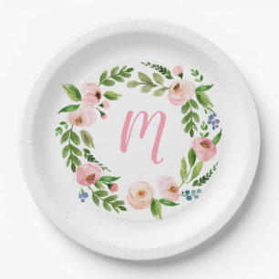 Assiettes En Carton Plates de fête d'anniversaire de fleurs roses