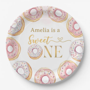 Assiettes En Carton Plates en papier d'anniversaire de Donut Gold Rose