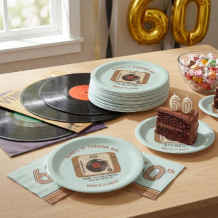 Assiettes En Carton Platine Vinyle Rétro 60ème Anniversaire