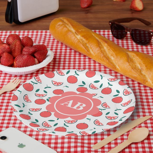 Assiettes En Carton Plato de papel diseño melocotones (Pique-nique)