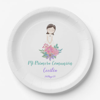 Assiettes En Carton Plato de papel Primera Comunión CECILIA