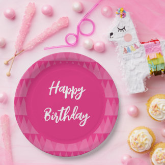 Assiettes En Carton Plato rosa texto editable