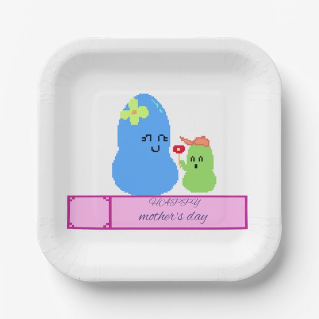 Assiettes En Carton Platos de papel del día de las madres  (Recto)