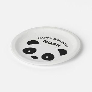Assiettes En Carton Plats, blanc et noir d'anniversaire de panda