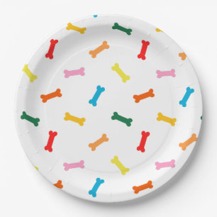 Assiettes En Carton Plats colorés de partie de biscuits de chien d'os