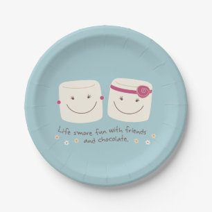 Assiettes En Carton Plats d'amis de guimauve d'amusement de S'more de
