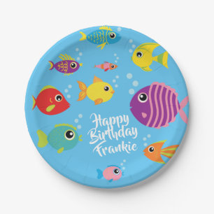 Assiettes En Carton Plats d'anniversaire d'aquarium de poissons ęrs