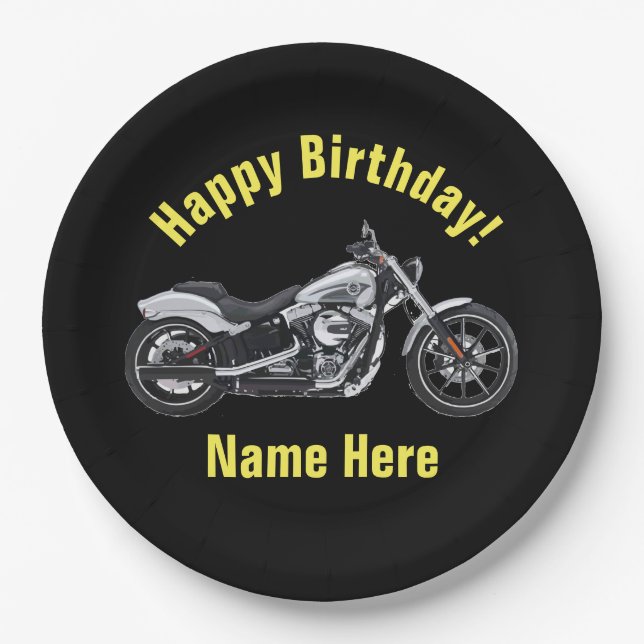 Assiettes En Carton Plats d'anniversaire de moto (Devant)