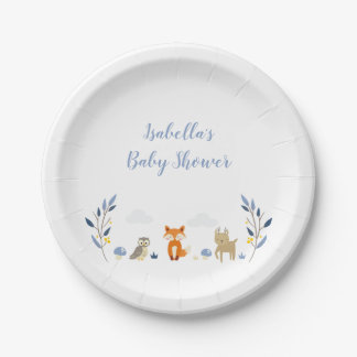 Assiettes En Carton Plats de baby shower d'animaux de région boisée