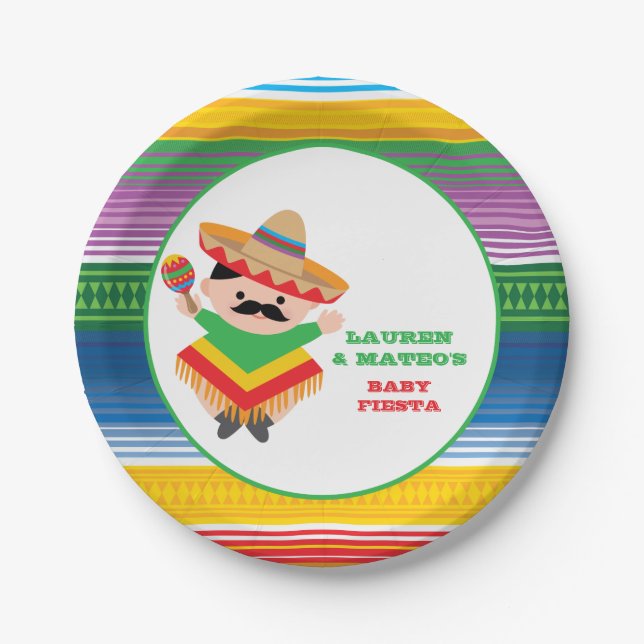Assiettes En Carton Plats de baby shower de fiesta, partie mexicaine (Devant)