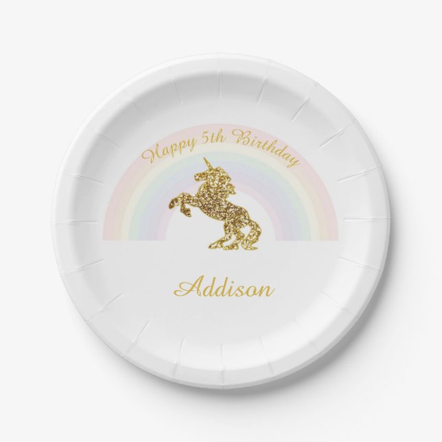 Assiettes En Carton Plats de licorne pour des anniversaires (Devant)