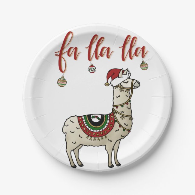 Assiettes En Carton Plats de Noël de lama de fa Lla Lla (Devant)