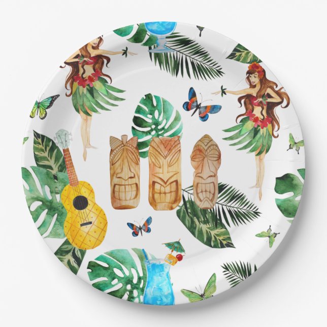 Assiettes En Carton Plats de partie de Tiki (Devant)