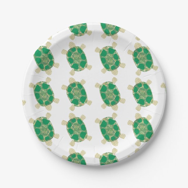 Assiettes En Carton Plats de tortue verte (Devant)