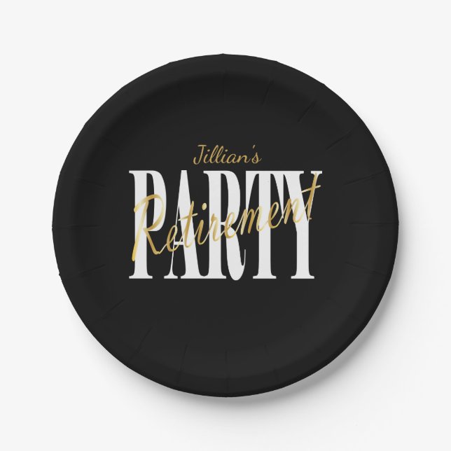 Assiettes En Carton Plats d'or de partie de retraite (Devant)