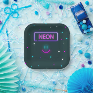Assiettes En Carton Plats Fun Disco Neon