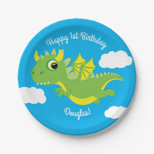Assiettes En Carton Plats mignons d'anniversaire de dragon magique ęr