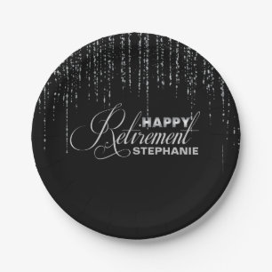 Assiettes En Carton Plats noirs et argentés de partie de retraite