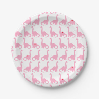 Assiettes En Carton Plats roses de dinosaure