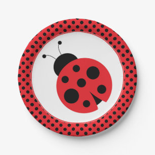 Assiettes En Carton Plats rouges et noirs de partie de coccinelle de
