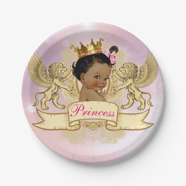 Assiettes En Carton Plats royaux africains de princesse baby shower (Devant)