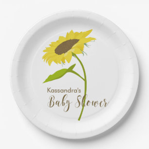 Assiettes En Carton Plats simples de baby shower de tournesol