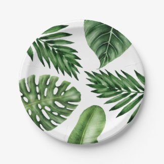 Assiettes En Carton Plats tropicaux de partie de feuille