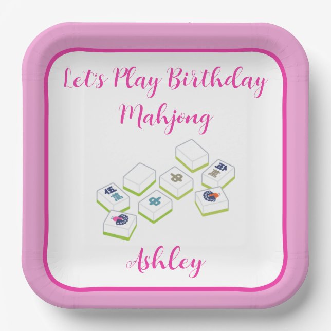 Assiettes En Carton Play Birthday Mahjong PERSONALIZE (Recto)