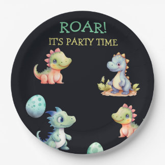 Assiettes En Carton Playful and cute dinosaur Personalized