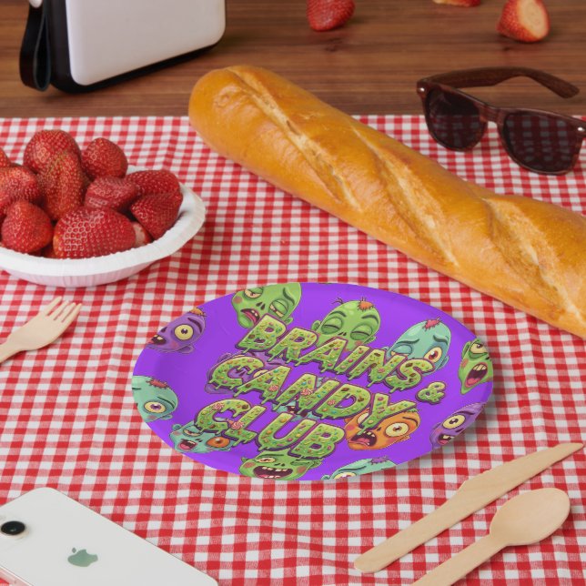 Assiettes En Carton Playful Monsters Zombies For Halloween (Pique-nique)