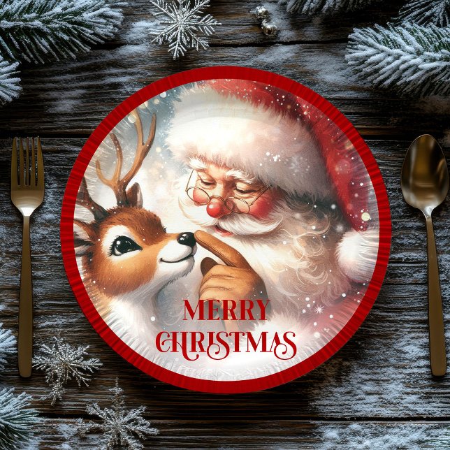 Assiettes En Carton Playful Santa Rudolph Cartoon Christmas Plates (Playful Santa Rudolph Cartoon Christmas Plates)